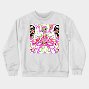 the monster in the ocean kraken squid ecopop in totonac pattern wallpaper Crewneck Sweatshirt